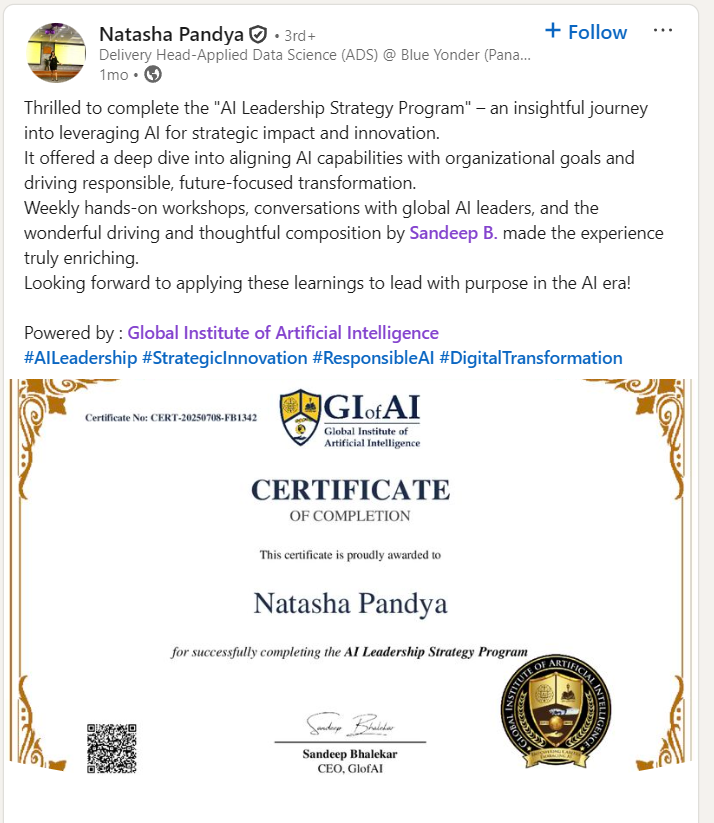 Natasha Pandya Recognition Post
