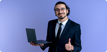 Professional holding a laptop