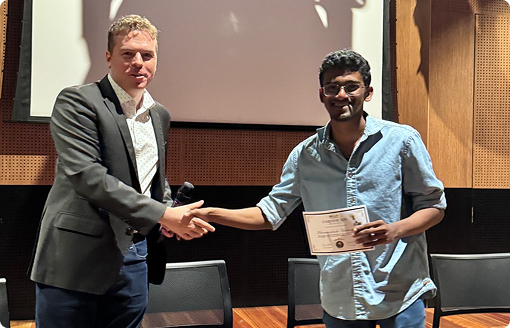 Graduate receiving certificate